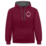 PikAs, Contrast Colour Hoodie - burgundy/charcoal