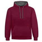 Wild one, Contrast Colour Hoodie - burgundy/charcoal