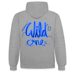 Wild one, Contrast Colour Hoodie - heather grey/navy